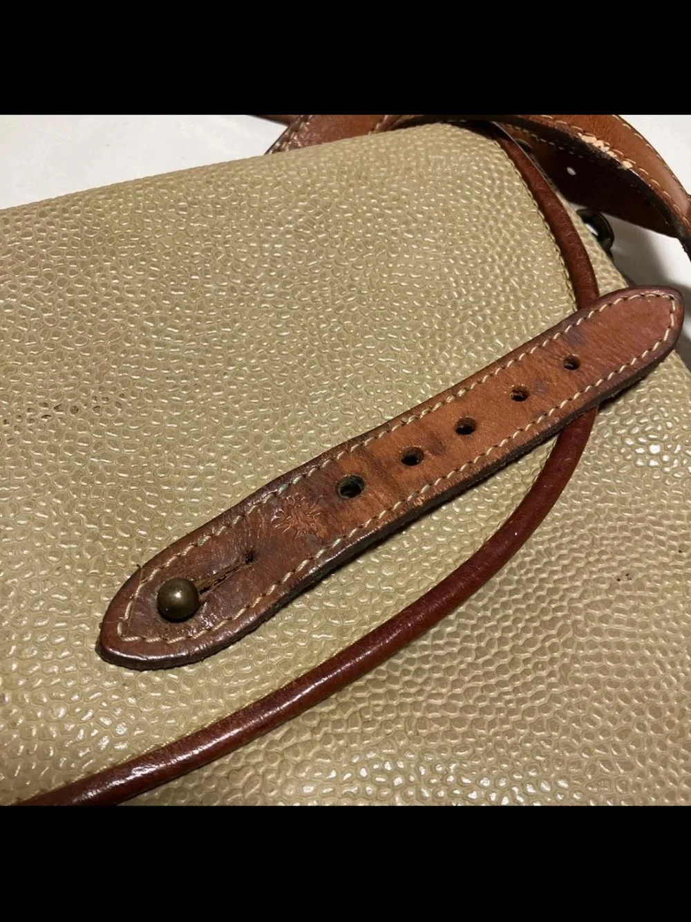Mulberry Beige and Brown Leather-Trim Crossbody Bag